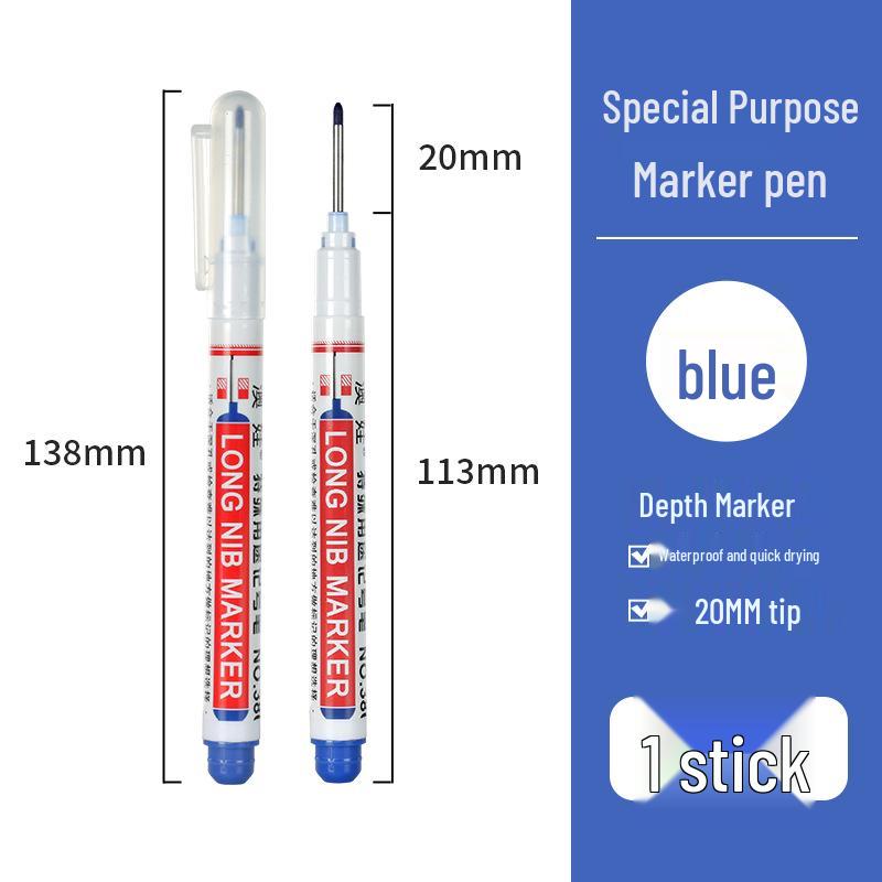 Aowa Long-Tip Deep Hole Black Marker - Oil-Based & Waterproof for Woodworking & Ceramics