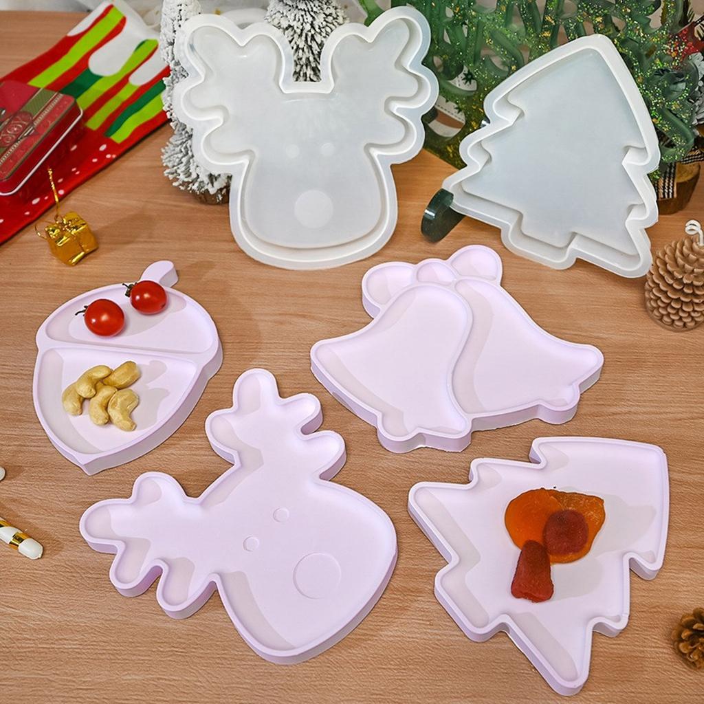 Creative Christmas Sturdy Silicone Resin Form Portable Flexible Dish Molds Stylish Epoxy Castes for Home Decoration