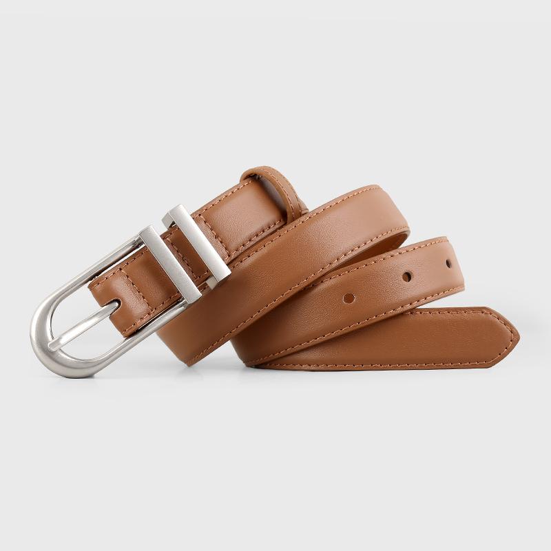 Women S Genuine Leather Belt Silver Buckle For Jeans Casual Wear