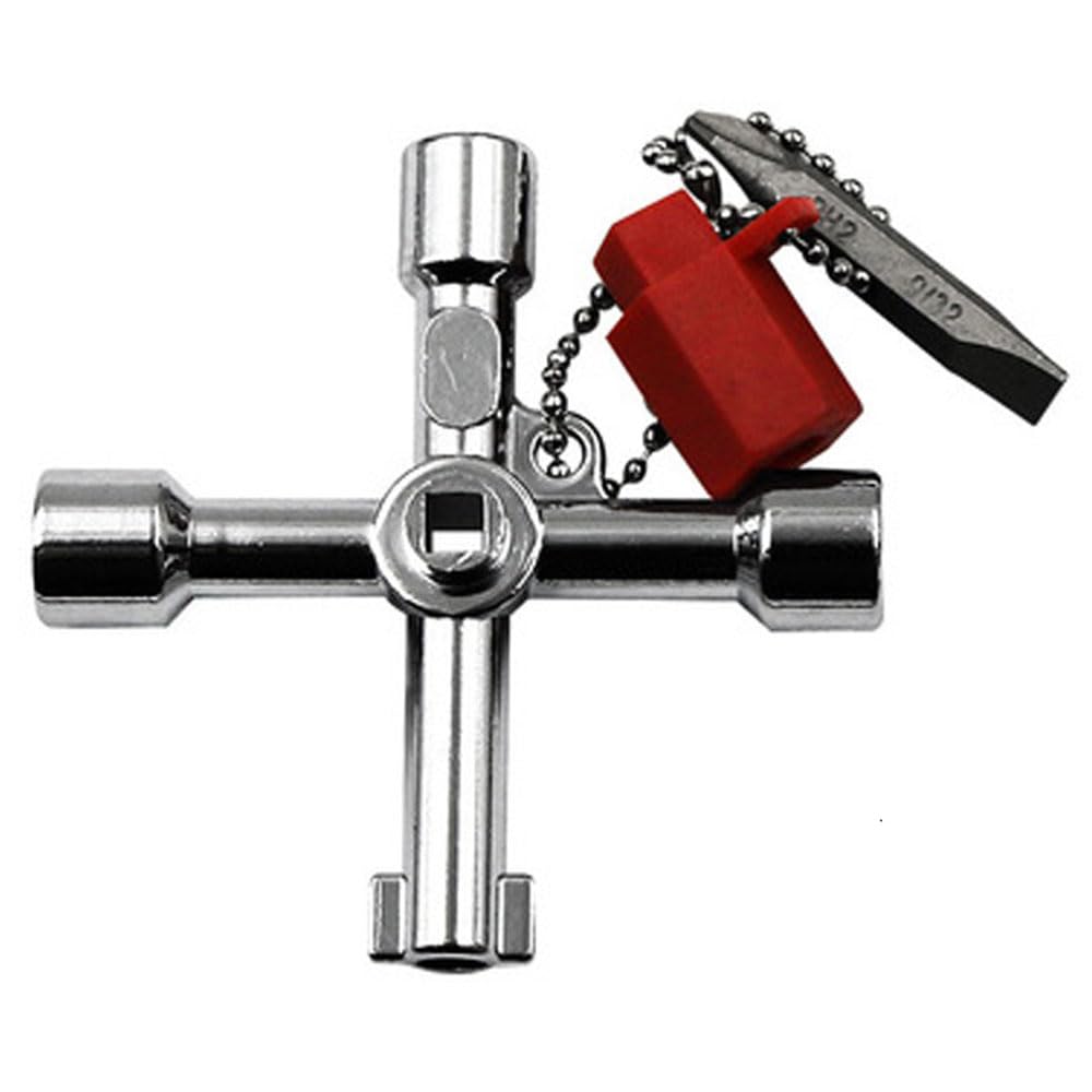SHSHANLC Stop Valve Handle Plate Removal Utility Key Wrench Portable Hand Tool for Faucet Valve Spigots Key, Key, 4-Way Tool,