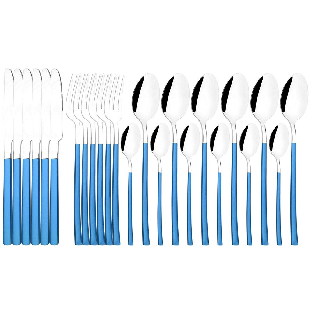 Western 24 szt. Czarny złoty zestaw obiadowy luksusowe noże widelec łyżeczka do herbaty zestaw sztućców sztućce ze stali nierdzewnej zastawa stołowa kuchnia sztućce