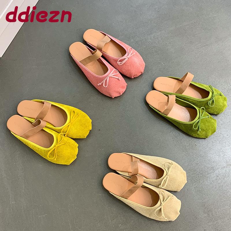 Fashion Fashion Butterfly-Knot Ladies Flats Mary Janes Shoes Slides Female Shallow Footwear Slip On Women Ballet Flats Dance Shoes