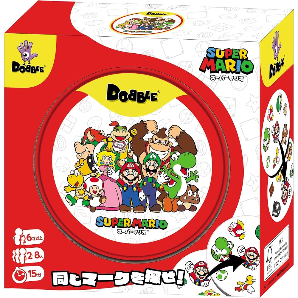 Dobble Super Mario Card Game for 2-8 Players, 15 Minutes Playtime, Ages 6 and Up