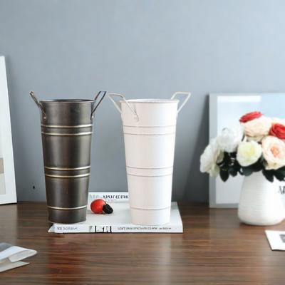 Cubos de Flores Estilo Retro Decoración Rústica de Granja Contenedor para Flores Secas Jarrón de Metal para Decoración de Centros de Mesa