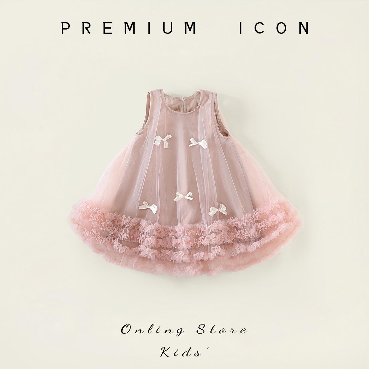 Девочки Необычное Сетчатое Платье Летнее Новое Корейский Стиль Элегантное Детское Новое Платье Принцессы Платье на День Рождения 90cm