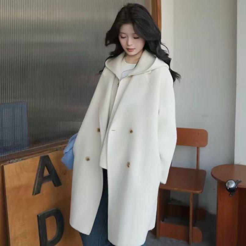 Korean Style Double-Sided Wool Coat - Elegant, Versatile Mid-Length for Women (Spring & Autumn)