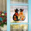 Casal de Desenho Animado Gatinho Flor Varanda Janela de Vidro Embelezamento e Decoração Adesivos de Janela de Eletricidade Estática