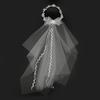 Handmade Vine Bridal Wreath Veil Headwear Features 3D Floral Accent Lightweight Comfort for Extended Wedding Wear