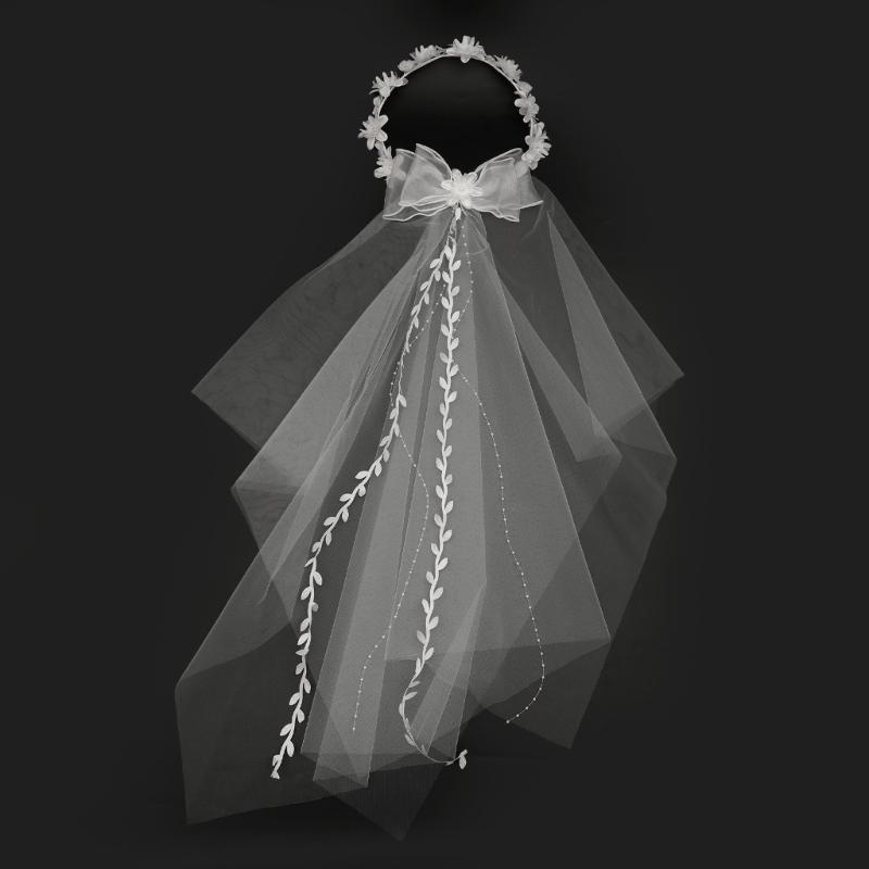 Handmade Vine Bridal Wreath Veil Headwear Features 3D Floral Accent Lightweight Comfort for Extended Wedding Wear