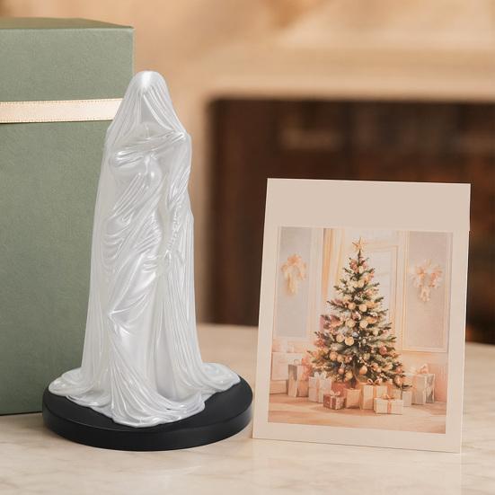 Anti-break Decor Ornament 3D Printed Veiled Goddess Sculpture Mysterious Female Figurine with Robe