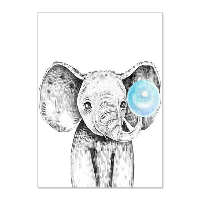 Nordic Animal Zebra Giraffe Blowing Bubbles Prints And Posters Wall Art Canvas Paiting Wall Pictures For Living Room Home Décor No Frame