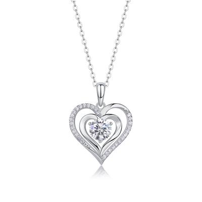 S925 Silver Temperament Fashion Heart Pendant Women'S Premium Sense, Clavicle Chain Moissanite Necklace