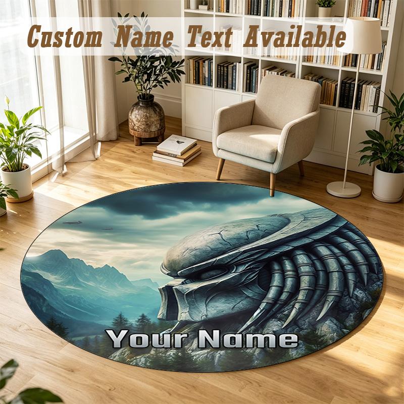 Predator Personalized Round Rug Support Custom Name, Soft Home Decor Mat