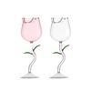 Rose-Shaped Red Wine Glasses Rose Shape Wine Glass With Colored Rose Leaves 150/