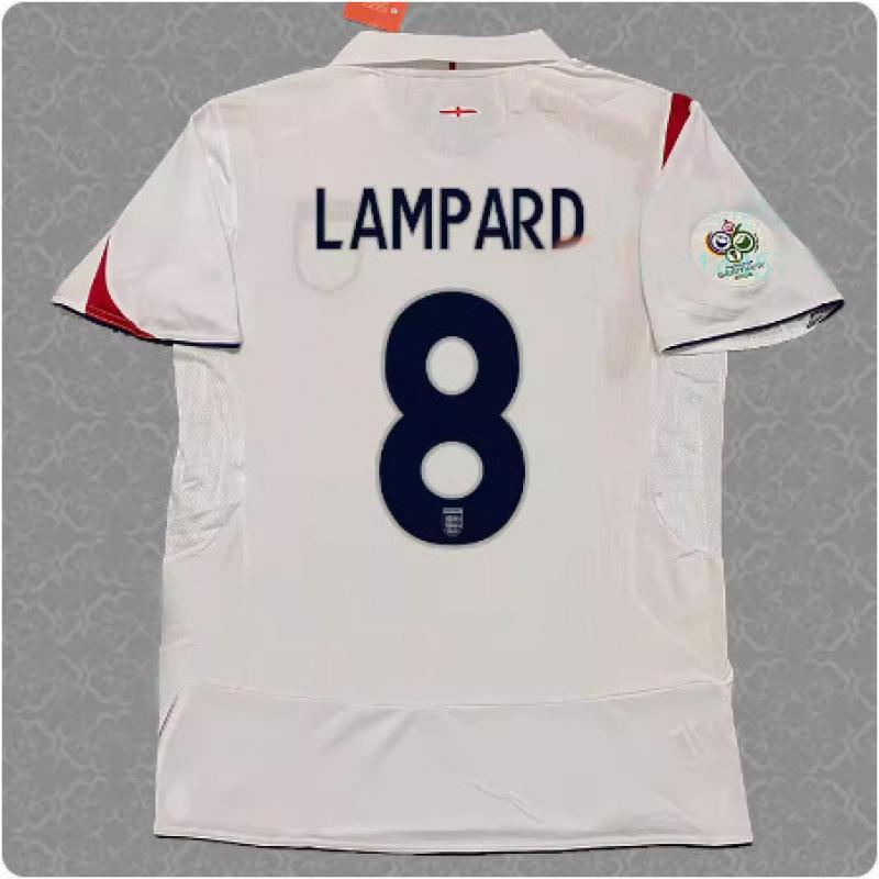 2006 England jersey home No. 7 Beckham long-sleeved football jersey retro 06 World Cup 4 Gerrard