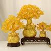 Exquisite Lucky-Tree Chinese Feng Shui Money Tree Desktop Ornament Yellow Crystal Fortune Tree Decoration for Room Shop