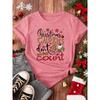 Christmas Fun Short Sleeves, Gingerbread Man Hut, Ins Style Cute Simple Large Size Slim Top