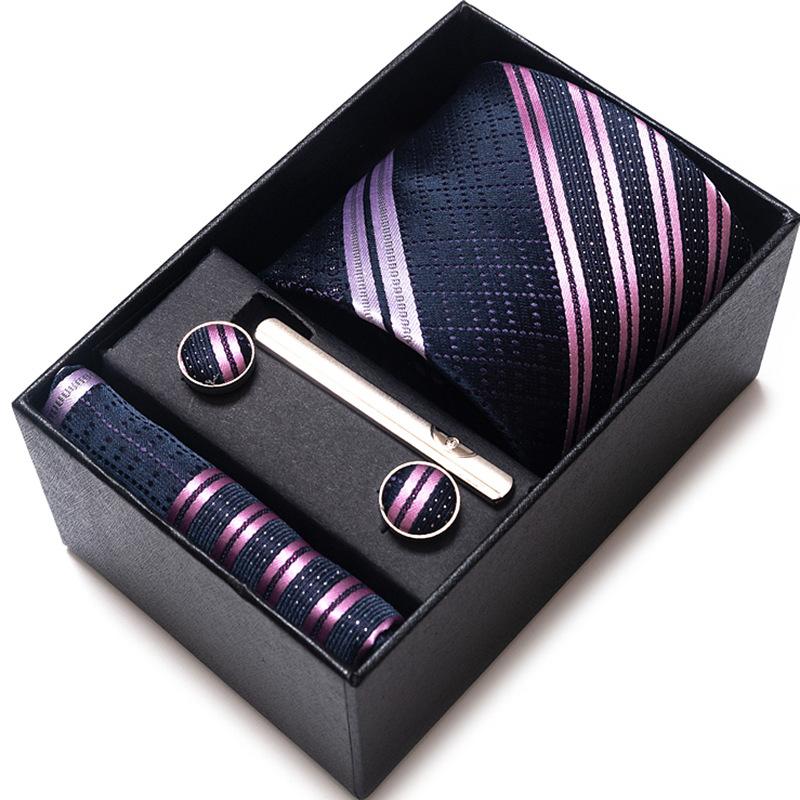 Cravatta Uomo Sposo Matrimonio Compleanno Regalo Per Ragazzi alla Moda Formale Casual Cravatta Asciugamano da Taschino Set Scatola Regalo