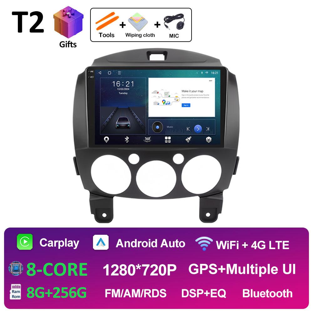 For MAZDA 2 Mazda2 2007 2008 2009 2010 - 2014 Android Smart System GPS Navigation Car Radio Player QLED IPS Screen Auto Tools BT