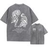 Men's Harajuku Casual Cotton Short Sleeve Washed T-Shirt Vintage Printed Street Hip Hop Retro Punk T Shirt Acid Wash TShirts Top