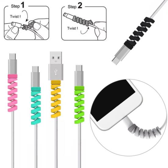 Universal Silicone Spiral USB Charge Cable Cord Protector Saver Cover for iPhone