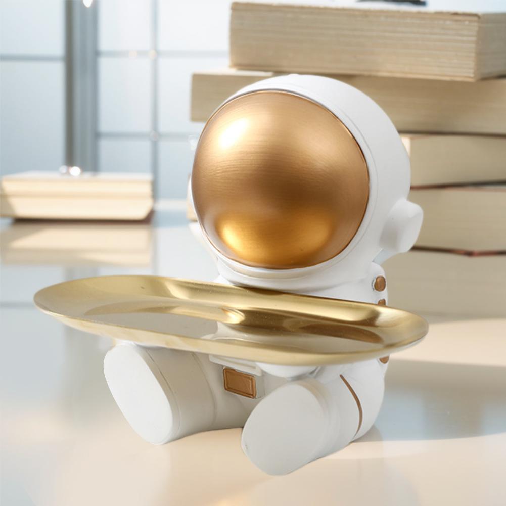 Astronaut Key Bowl for Sundries Creative Astronaut Figurine Decorative Tray Table Decor Snack Holder Living Room Table Ornaments