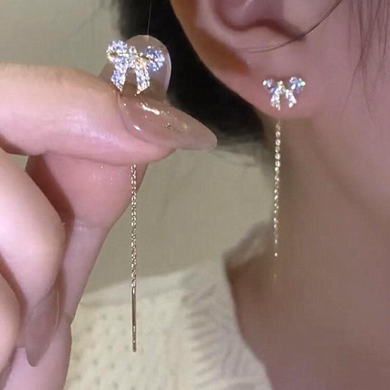 New Full Inlaid Colorful Zircon Christmas Tree Tassel Earrings Women's Fashion Personality Earrings Party Jewelry Christmas Gift
