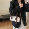 Hand carrying retro bowling bag women's 2025 new fashion shoulder bag texture messenger bag