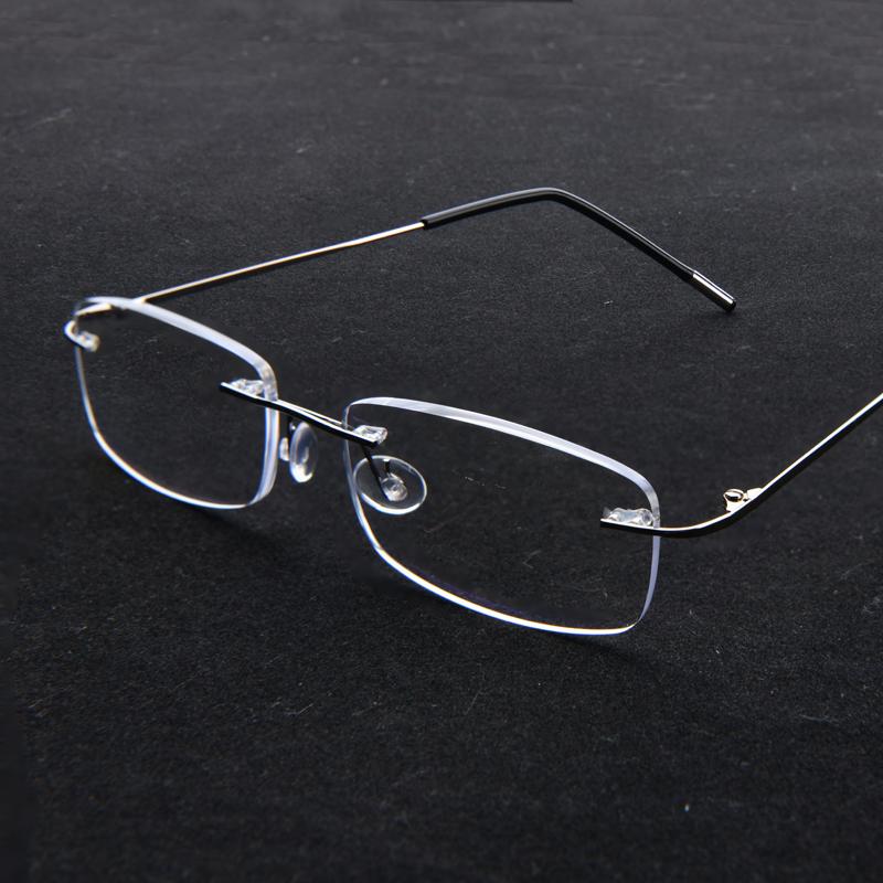 

Fashion Rectangle Rimless Reading Glasses High-Quality Anti Blue Light Prescription Eyeglasses For Men Mowen +1.0