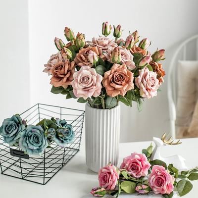Künstliche Blumen Große Seidenrosen Schöne Zweigvasen für Heim-Hochzeitsdekoration Valentinstag Kunstpflanzen Festivaldeko