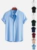 2025 Summer Men's Corduroy Short-Sleeve Solid Color Shirt