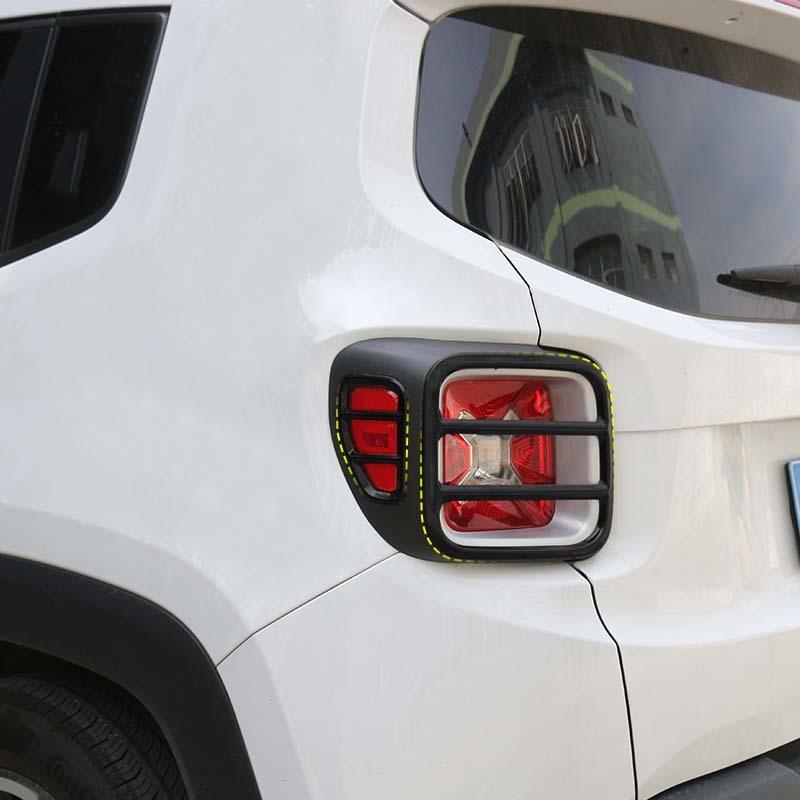 Car Metal Rear Tail Lights Taillights Decoration Cover Trim Tail Lamps Guard Cover for Jeep Renegade 2016 Up,  Black