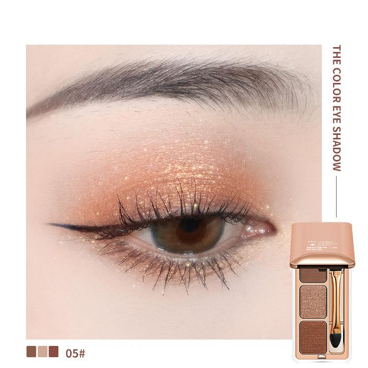 Dreifarbige Lidschattenpalette, perlmuttartige, schimmernde, aufhellende, matte, erdfarbene, tragbare Lidschatten
