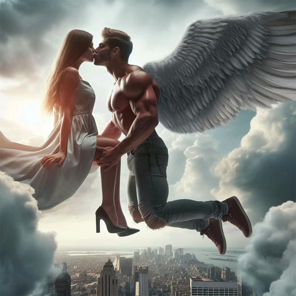 

5D алмазний живопис Релігійний поцілунок ангела Алмазна вишивка Мозаїка DIY Вишивка хрестиком Реклама для прикраси будинку Full Round 20x20CM