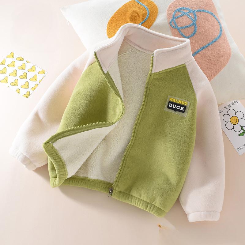 Autumn and Winter Children's Polar Fleece Jacket for Boys and Girls Polar Fleece Baby Plus Velvet Thickening