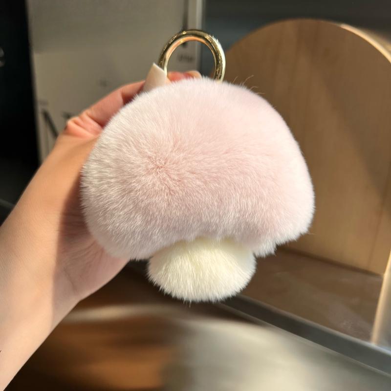 [Ciupercuță drăguță] Păr real de iepure Rex breloc de mașină pandantiv ins celebritate pe internet pompon de păr pandantiv pentru geantă de cărți