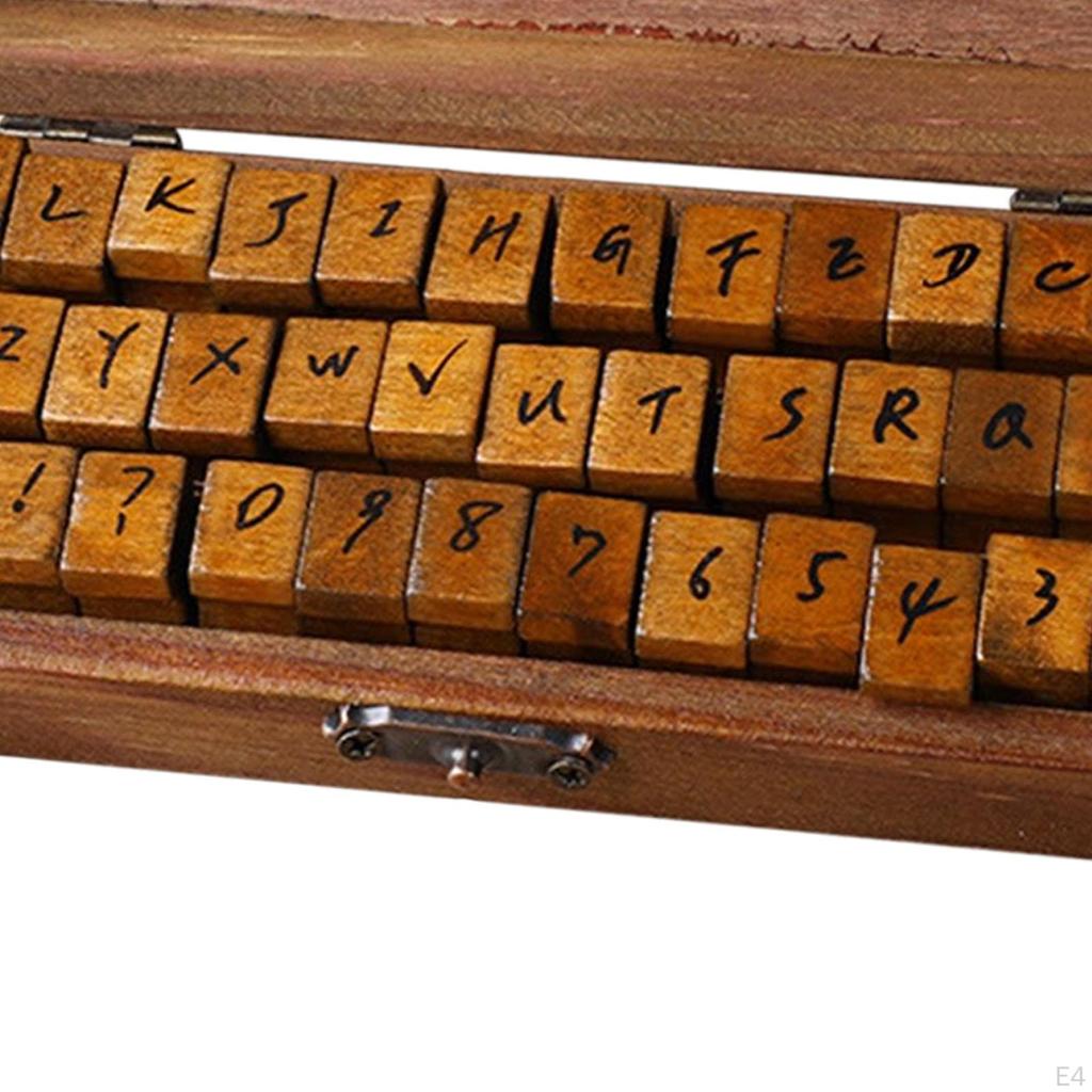 Rustic Wooden Rubber Stamps Alphabet Letter Card Kids Painting Symbol for Diary, Scrapbook, Writing,