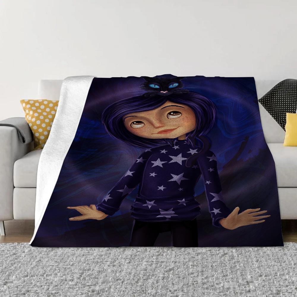 Coraline Fleece Blanket King Size Fluffy Soft Blankets & Throws Bed Throw Home Interior Microfiber Bedding Knitted Plaid Knee &