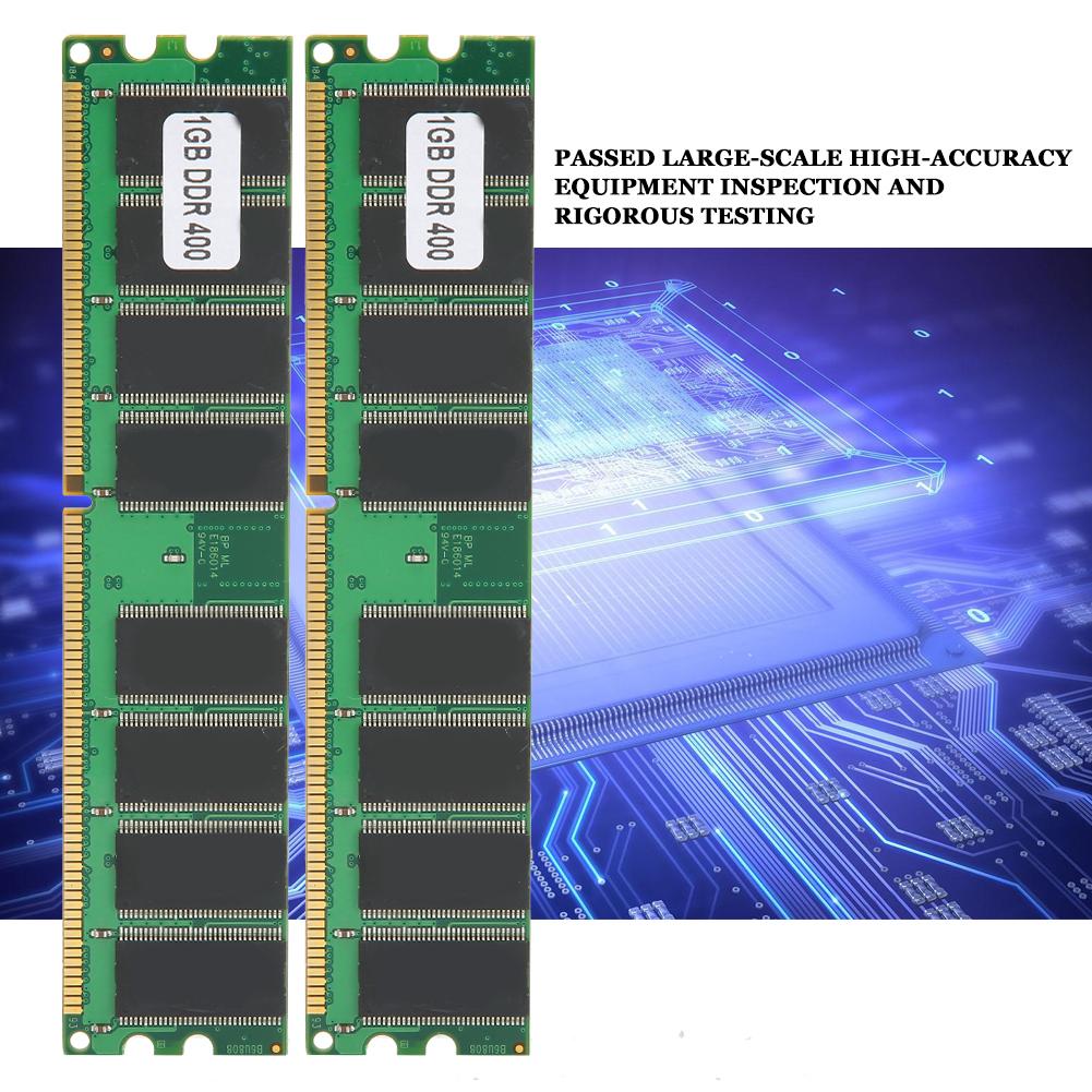 2Pcs Memory Module Desktop Computer Double‑Sided 16‑Grain DDR 1GB 400MHZ PC‑3200