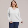 Autumn and Winter Plus Size Women's Solid Colour Simple Woven V-neck Pullover Jumper