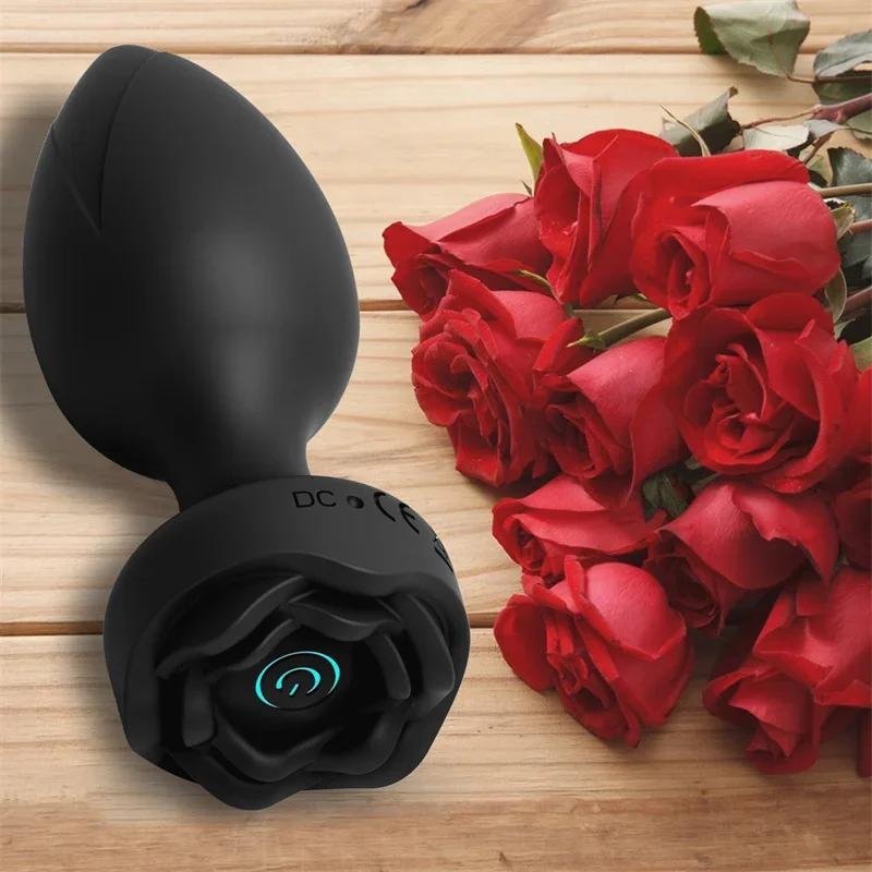 Rose Anal Vibrator For Women Dildo Butt Plug G Spot Stimulator Wearable Vibrator For Men Prostate Massager Anal Beads Adult Toys