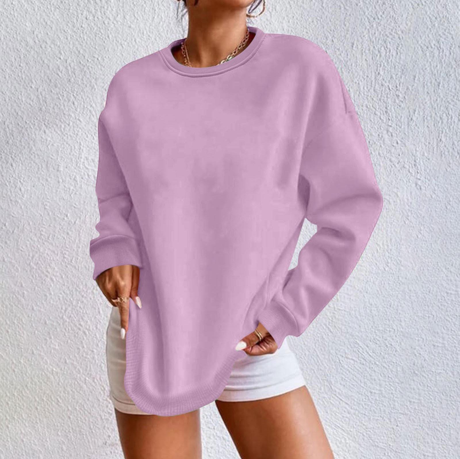 

Толстовки для женщин, милые топы с длинными рукавами, свободный крой, пуловер с круглым вырезом, блузка L