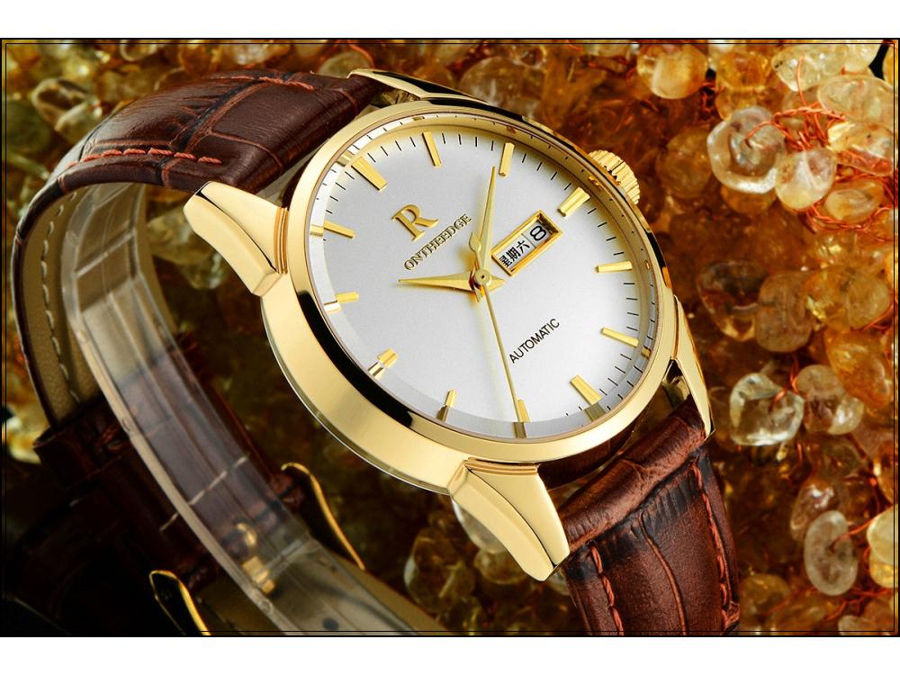 Ruizhiyuan Men's Waterproof Leather Strap Large Dial Watch