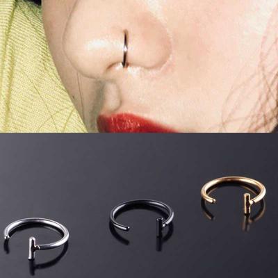 Charm Women Men Lip Nose Ring Hoop Septum Rings Fake Piercing Fashion Stainless Steel Body Jewelry Lip Ring 1PC Punk
