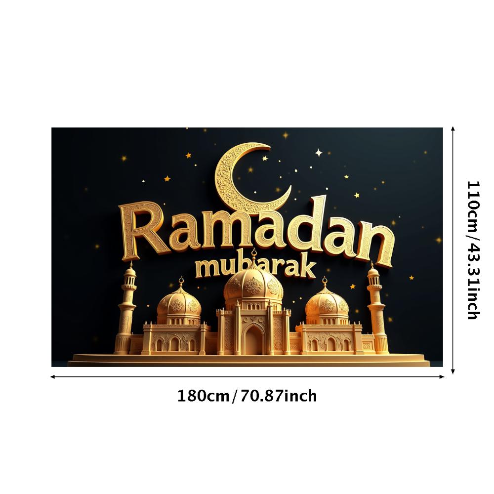 Mosque Backdrop Black And Gold Mubarak Banner Ramadan Banner Themed Ramadan Mubarak Decorations For Event Decor Photography Prop