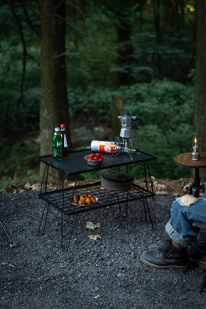 CAMPING MOON Field Ground Folding Made of Black Plated Includes Storage Body 3 Top Plate Rack, Rack, Rack, Steel, Bag, T-230, Pieces/Aluminum