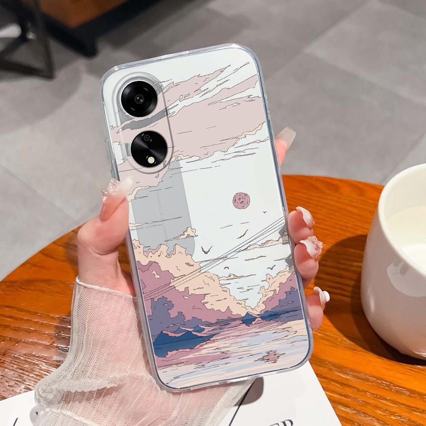For Oppo A1 A11 A12 A15 A17K Luxury Transparent Lens Protection Cases Mysterious Whale Pattern Shockproof Protective Back Cover Shell For Oppo Housing