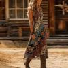 Women's Vintage Bohemian Printed V-Neck Sling Dress