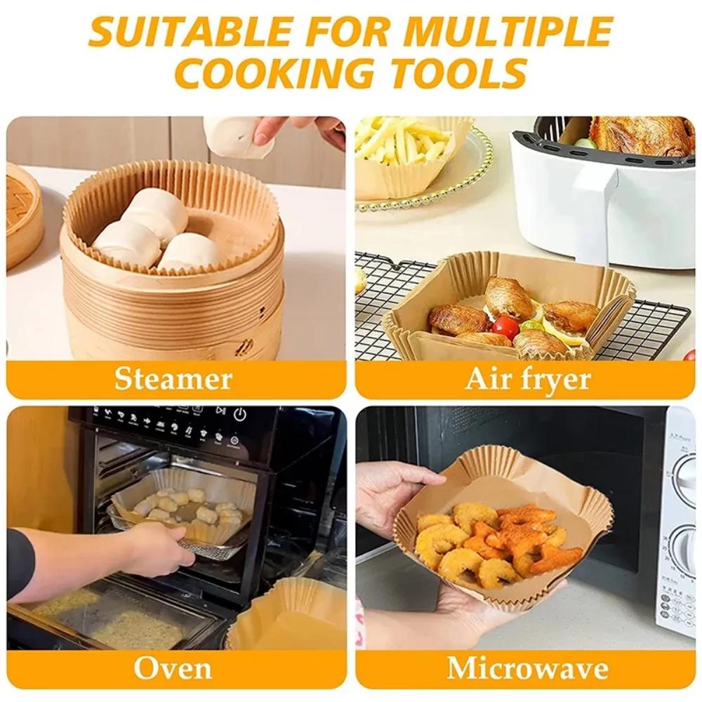 50/30PCS Kitchens Accessories Air Kitchen Utensils Fryer Disposable Paper Pastry and Pastry Accessories Square Round Baking Pad