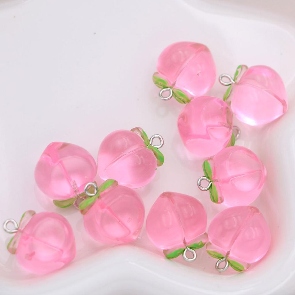 10Pcs 3D Pink Peach Charms Fruit Pendants For Jewelry Making Diy Handmade Bracelet Earrings Key Chain Accessories